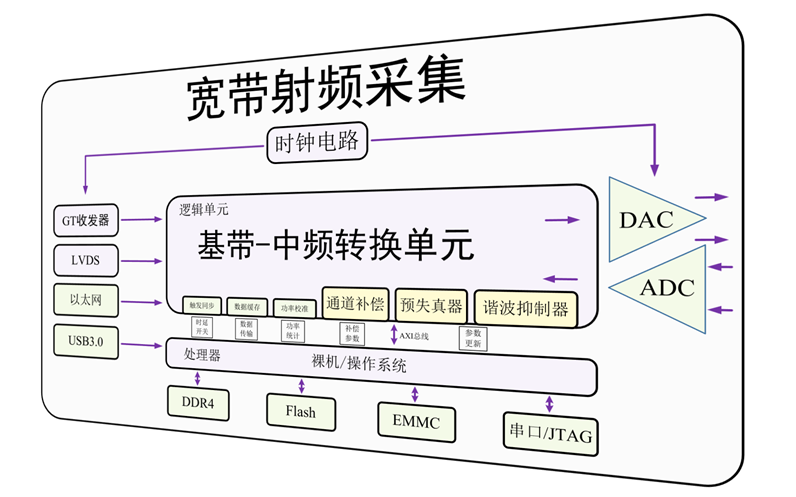 图1 宽带射频采集卡数字信号处理模块框图